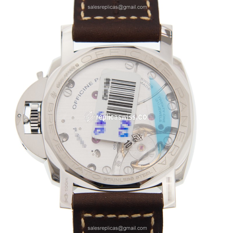 Panerai PAM00673 LUMINOR Replica - Manual - Steel Case - Black Dial - Brown Cowhide Strap - View 3
