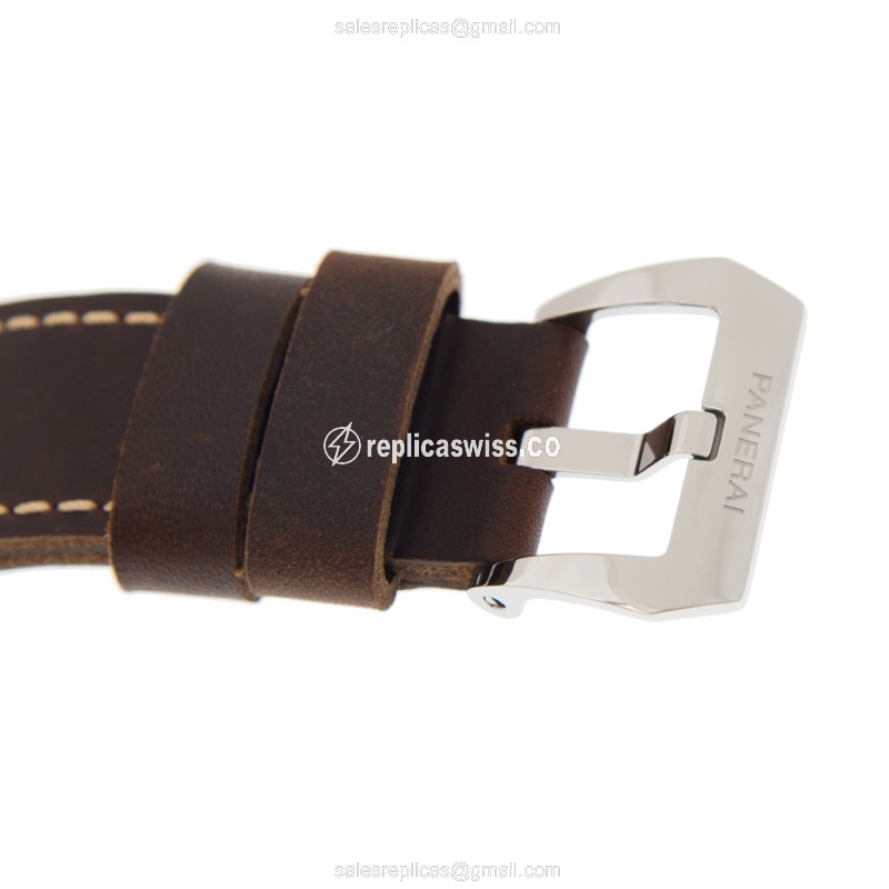 Panerai PAM00673 LUMINOR Replica - Manual - Steel Case - Black Dial - Brown Cowhide Strap - View 4