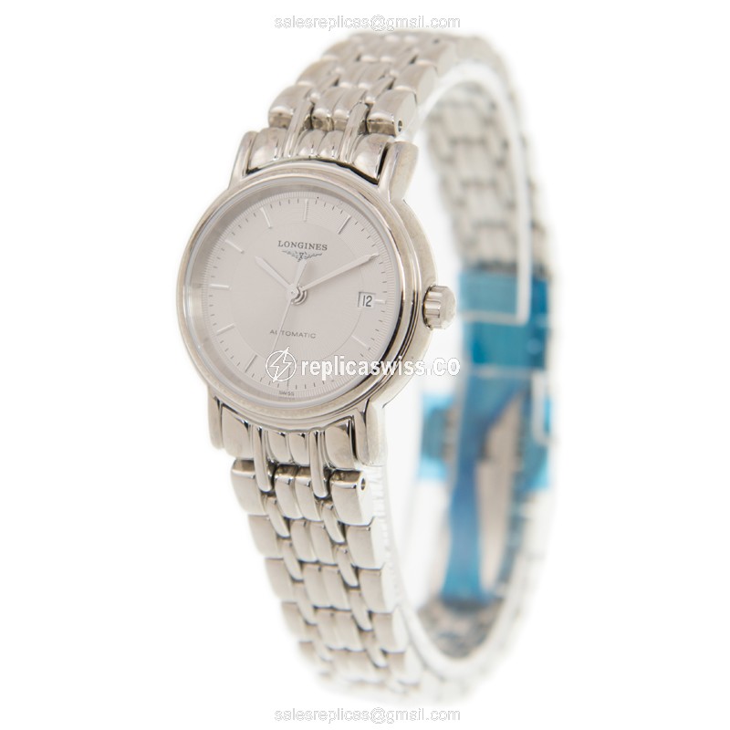 Longines Presence Replica - Automatic - Steel Case, Silver Dial on Silver Strap - View 3