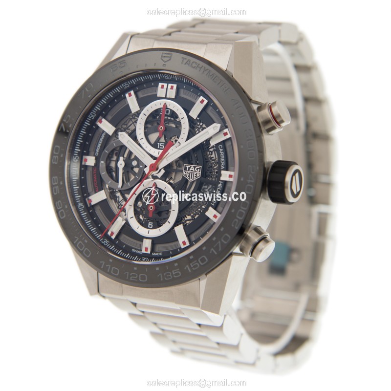 Tag Heuer CARRERA Replica - Automatic - Ceramic/Steel - Black Dial - Silver/Steel Strap - View 3