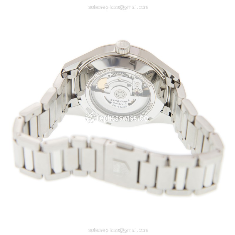 Tag Heuer CARRERA Replica - Automatic - Black Dial - Steel Case - Silver Strap - View 4