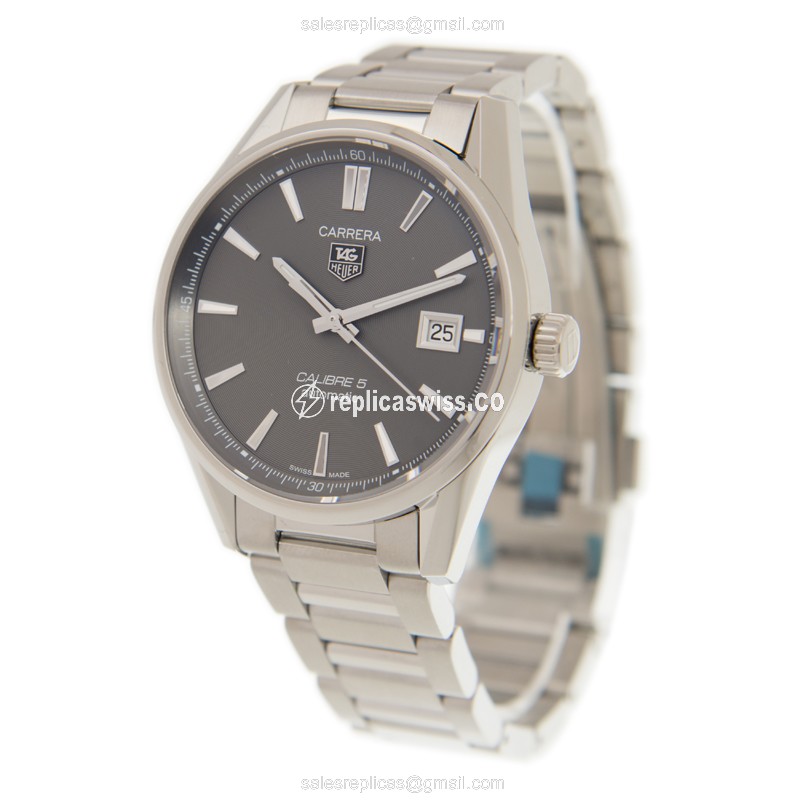 Tag Heuer CARRERA WAR211C-BA0782 - Automatic - Steel Case - Gray Dial - Silver Strap - View 3