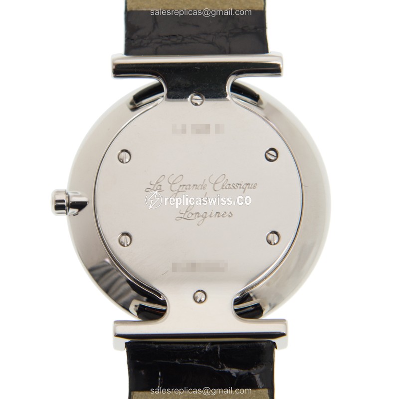 Longines LA GRANDE Replica - Quartz - Stainless Steel Case, Black Dial, Diamond Bezels - View 3