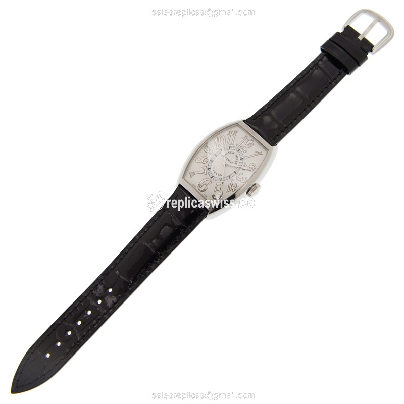 Franck Muller 5851 SC REL AC Curvex - Automatic - Stainless Steel Case - White Dial, Black Alligator Strap - View 2