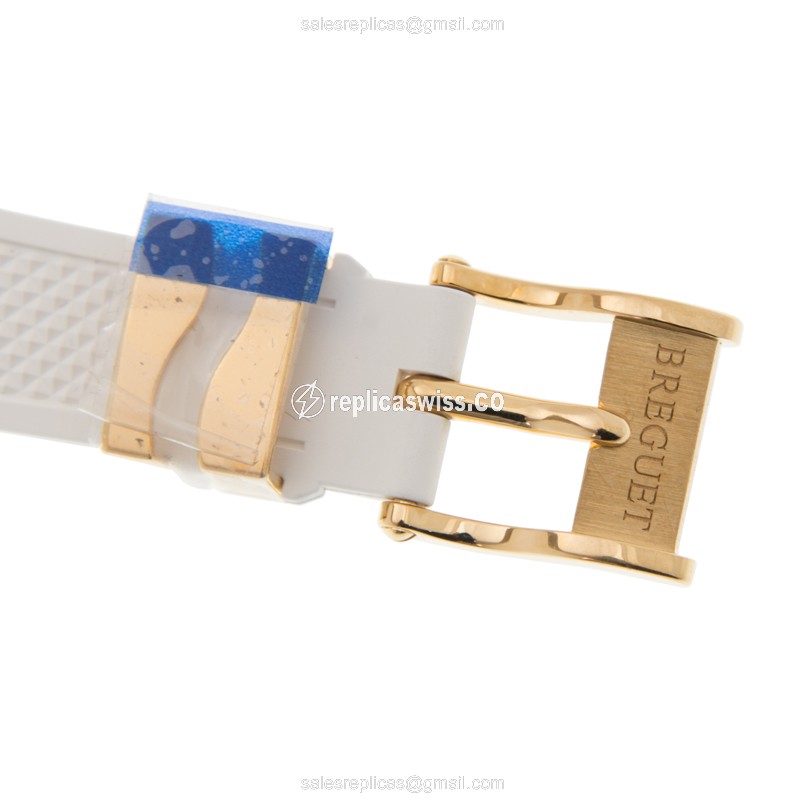 Breguet 8818BA/59/564/DD00 MARINE Auto 18kt Gold Diamond - White Dial Buckle Rubber Strap - View 4