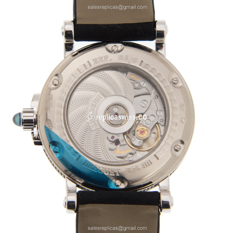 Breguet 8818BB/59/864/DD0D MARINE - Automatic - 18kt White Gold - Diamond - White Dial - Black Buckle Strap - View 3