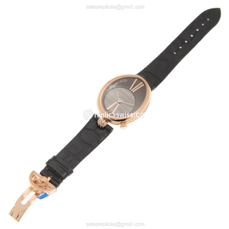 Breguet Reine de Naples Replica - Automatic - 18kt Rose Gold - Gray Dial - Grey Alligator Strap - View 2