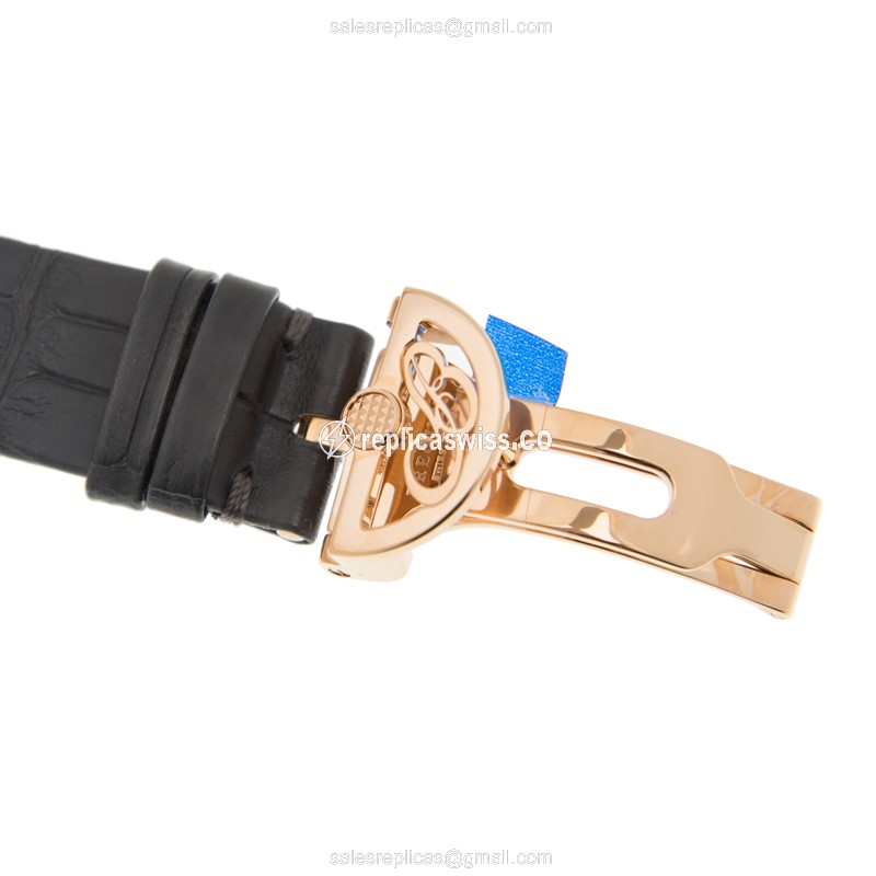 Breguet Reine de Naples Replica - Automatic - 18kt Rose Gold - Gray Dial - Grey Alligator Strap - View 4