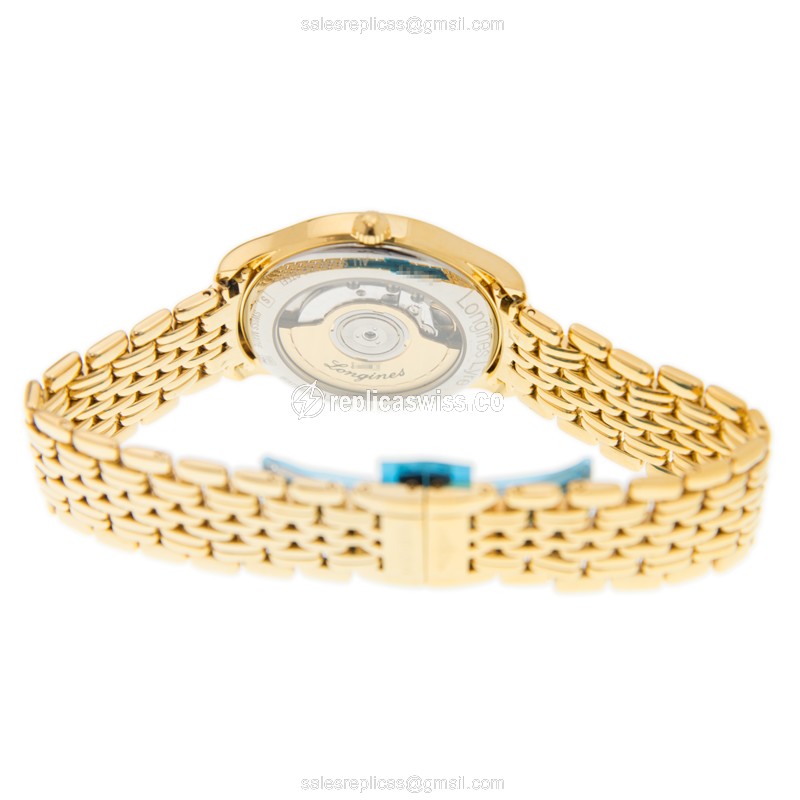 Longines Lyre Replica - Automatic - Gold-Plated Case - White Dial, Gold Strap - View 4