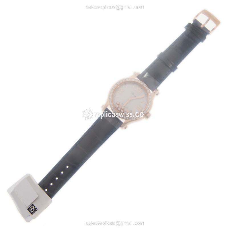 Chopard Happy Sport Replica - Automatic - 18kt Rose Gold - Diamonds - White Dial - View 2