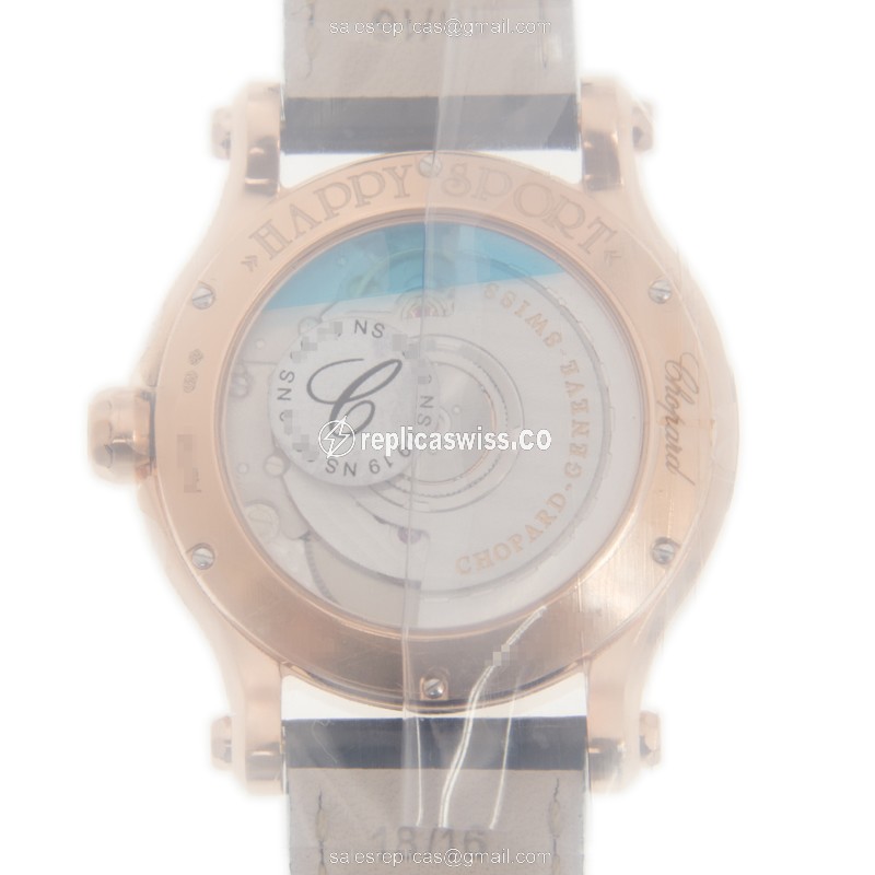 Chopard Happy Sport Replica - Automatic - 18kt Rose Gold - Diamonds - White Dial - View 3