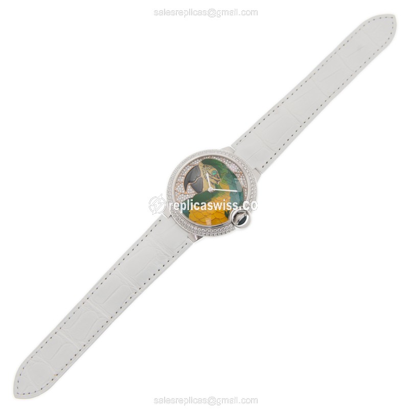 Cartier Ballon Bleu Replica - Automatic - 18kt White Gold - Diamond - Silver Dial - View 2