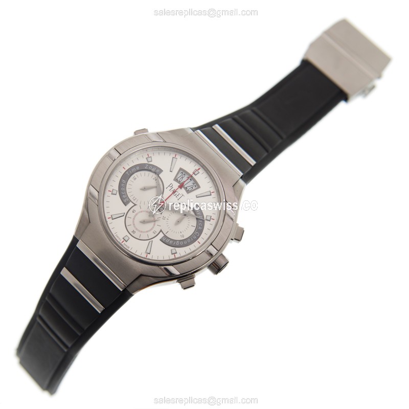 Piaget POLO Replica - Automatic - Titanium Case - Silver Dial - Black Rubber Strap - View 2