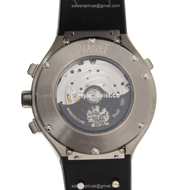 Piaget POLO Replica - Automatic - Titanium Case - Silver Dial - Black Rubber Strap - View 3