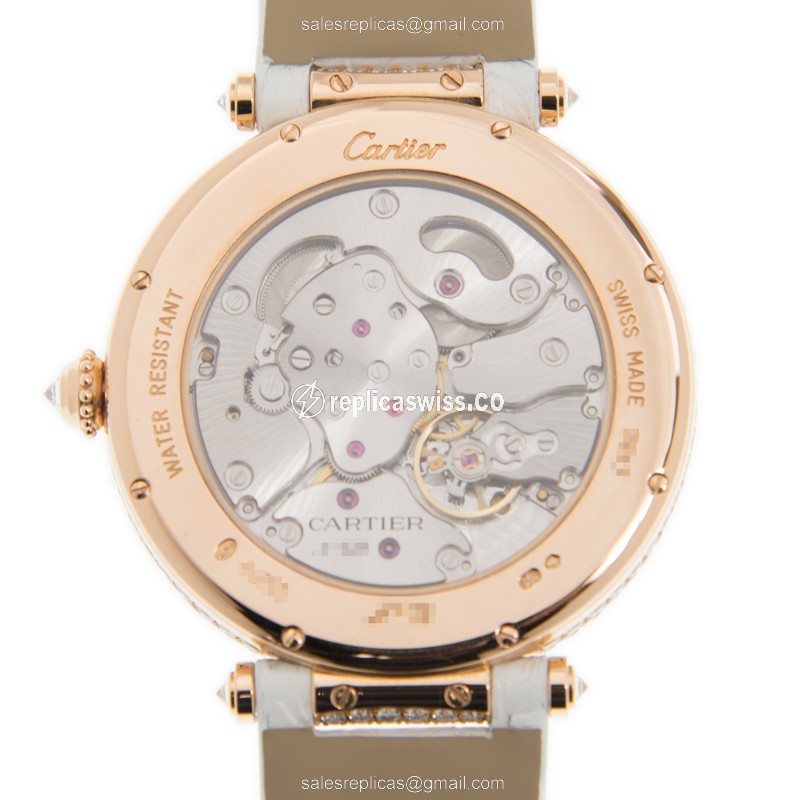 Cartier Bestiaire Replica Watch,Rose Gold Diamond,Black Dial - View 3