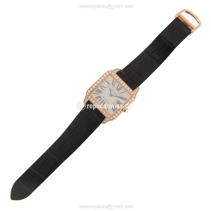 Cartier WH100351 SANTOS Quartz 18kt Rose Gold & Steel - View 2