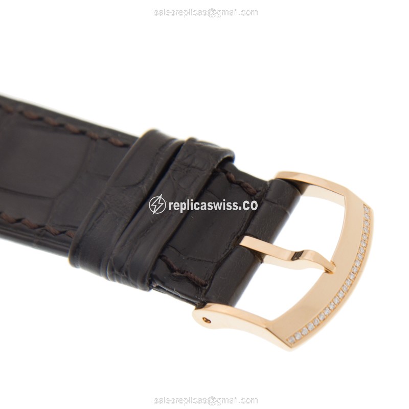Piaget ALTIPLANO Replica - Manual - 18kt Rose Gold - Diamond Dial - Brown Alligator Strap - View 4