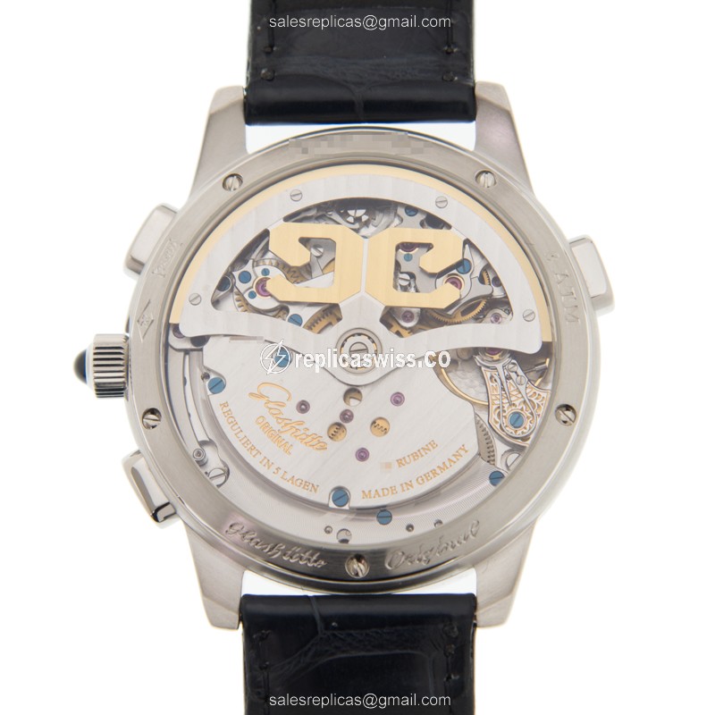 Glashutte Pano Replica - Automatic - Platinum - Silver Dial - View 3
