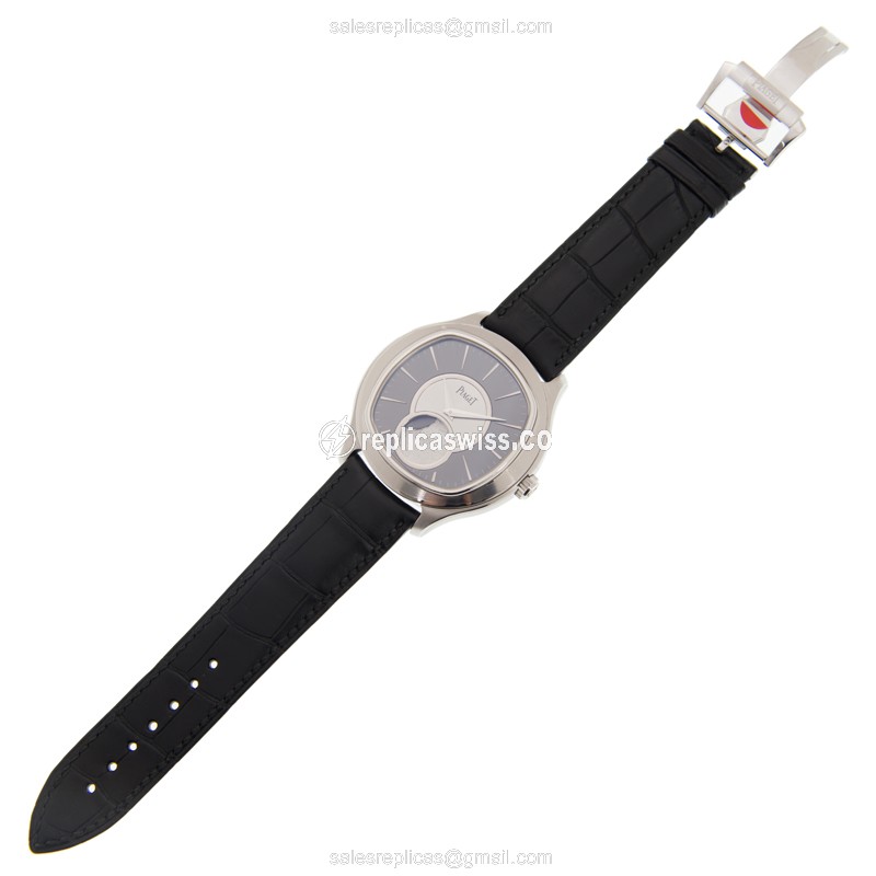 Piaget EMPERADOR Replica - Automatic - 18kt Gold - Gray Dial - Black Alligator Strap - View 2