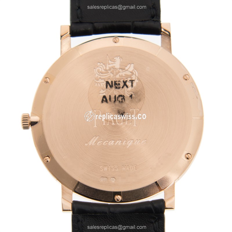 Piaget ALTIPLANO Replica - Manual - 18kt Rose Gold - Black Dial - Alligator Black Buckle - View 3