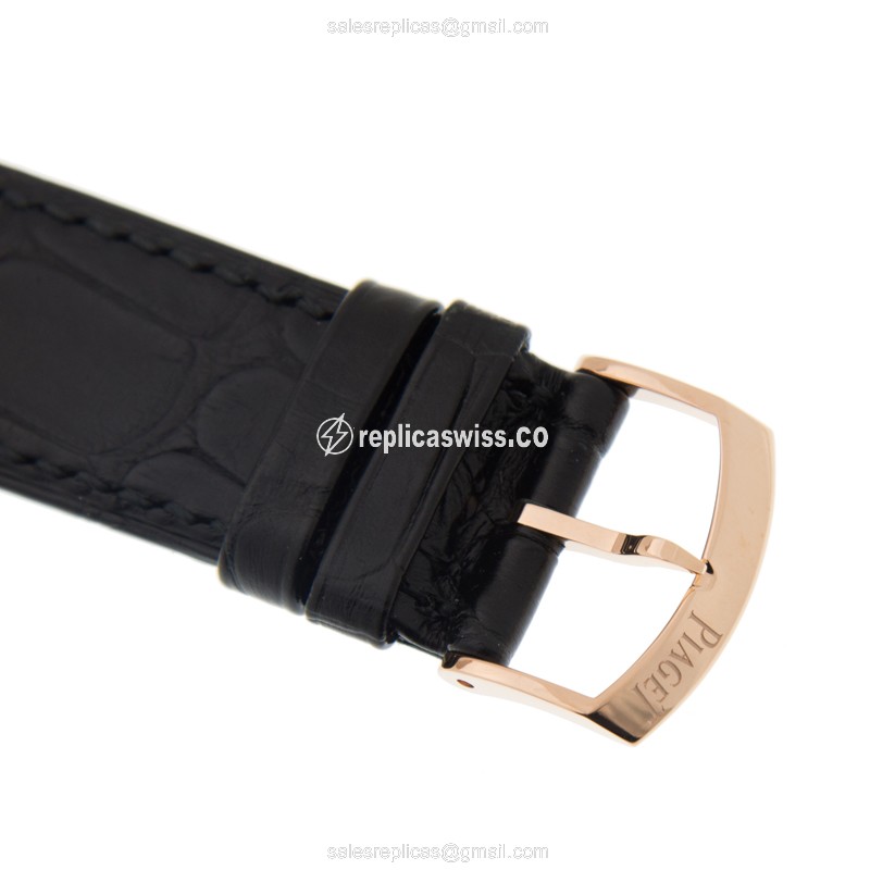 Piaget ALTIPLANO Replica - Manual - 18kt Rose Gold - Black Dial - Alligator Black Buckle - View 4