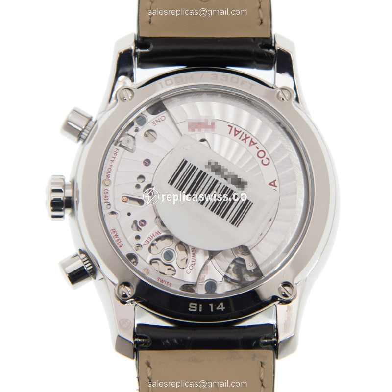 Omega DE VILLE Replica - Automatic - Stainless Steel - Silver Dial - Black Leather Strap - View 3
