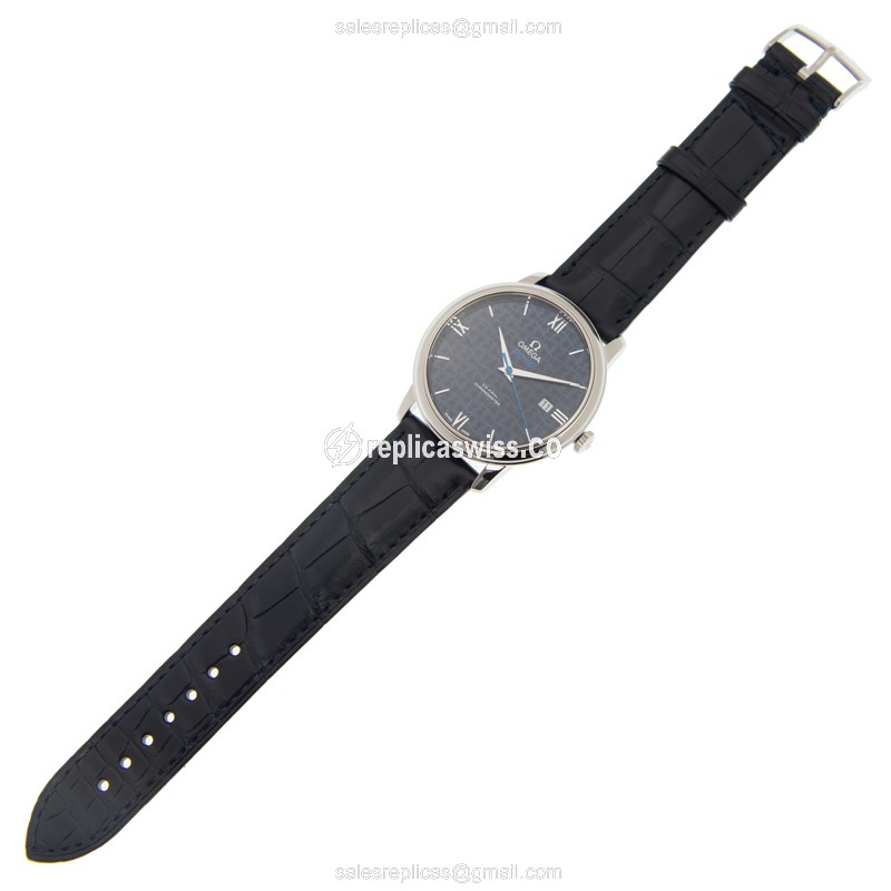 Omega DE VILLE Replica - Automatic - Steel Case - Blue Dial - Leather Strap - View 2