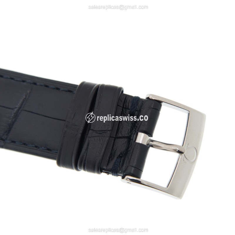 Omega DE VILLE Replica - Automatic - Steel Case - Blue Dial - Leather Strap - View 4