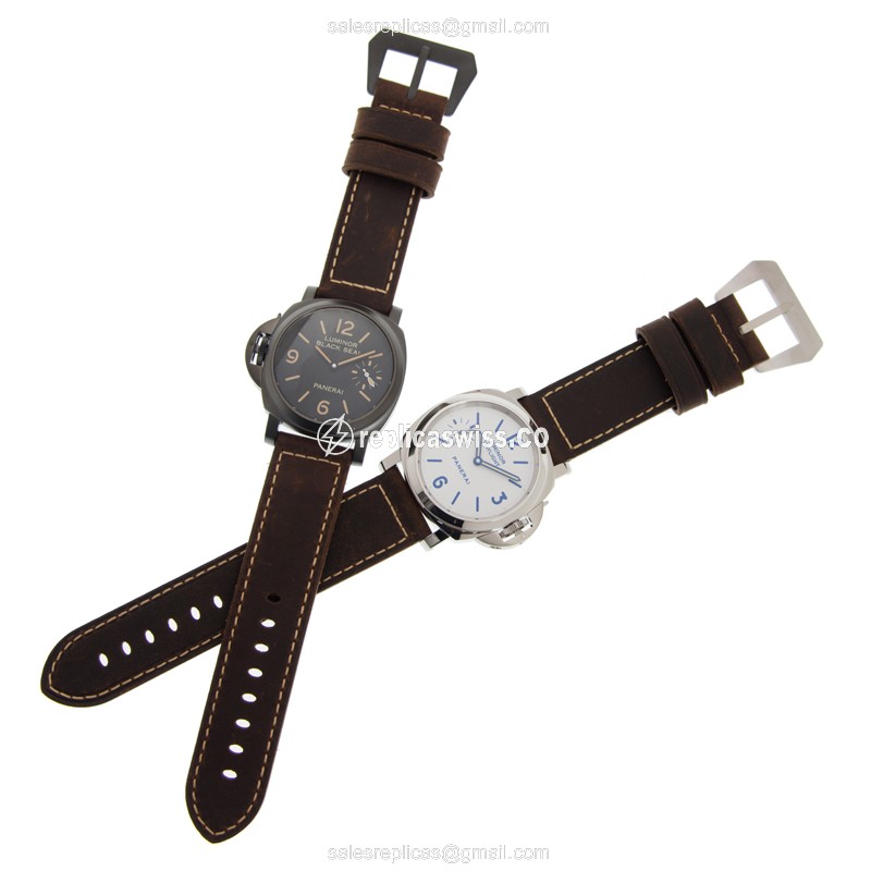 Panerai PAM00786 LUMINOR Replica - Automatic - Steel Case - White Dial - Brown Cowhide Strap - View 2