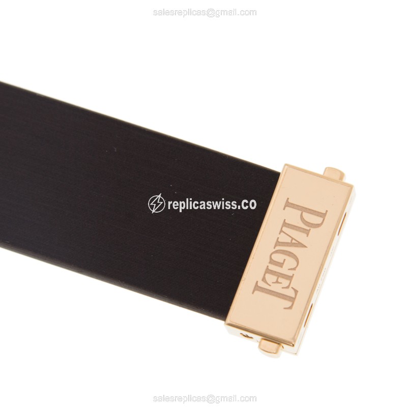 Piaget Limelight Replica - Quartz - 18kt Rose Gold - Silver Dial - Brown Silk Strap - View 4