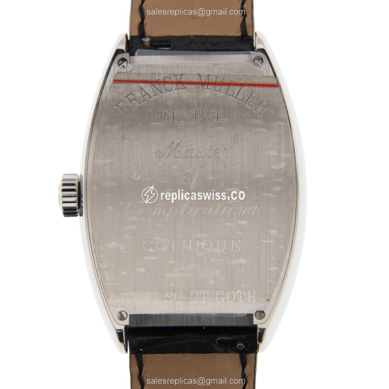 Franck Muller 7880 SC DT GOTH AC - Black Dial - Steel Case - Alligator Black Strap - Buckle Clasp - View 3