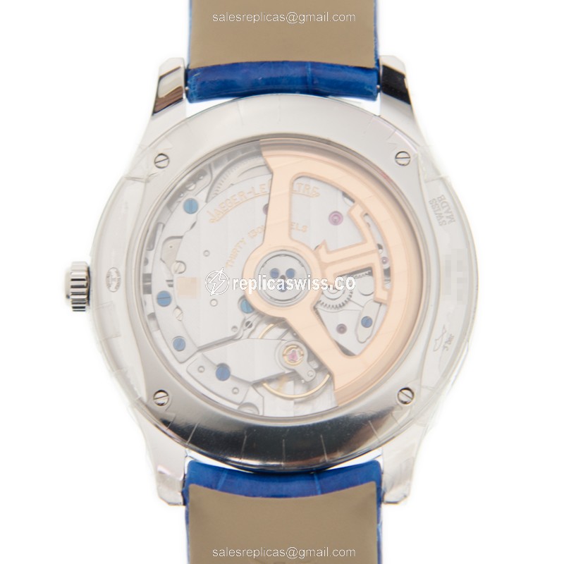 Jaeger-Lecoultre Q1258401 Replica - Ultra Thin - Automatic - Silver Dial - Blue Leather Strap - View 3