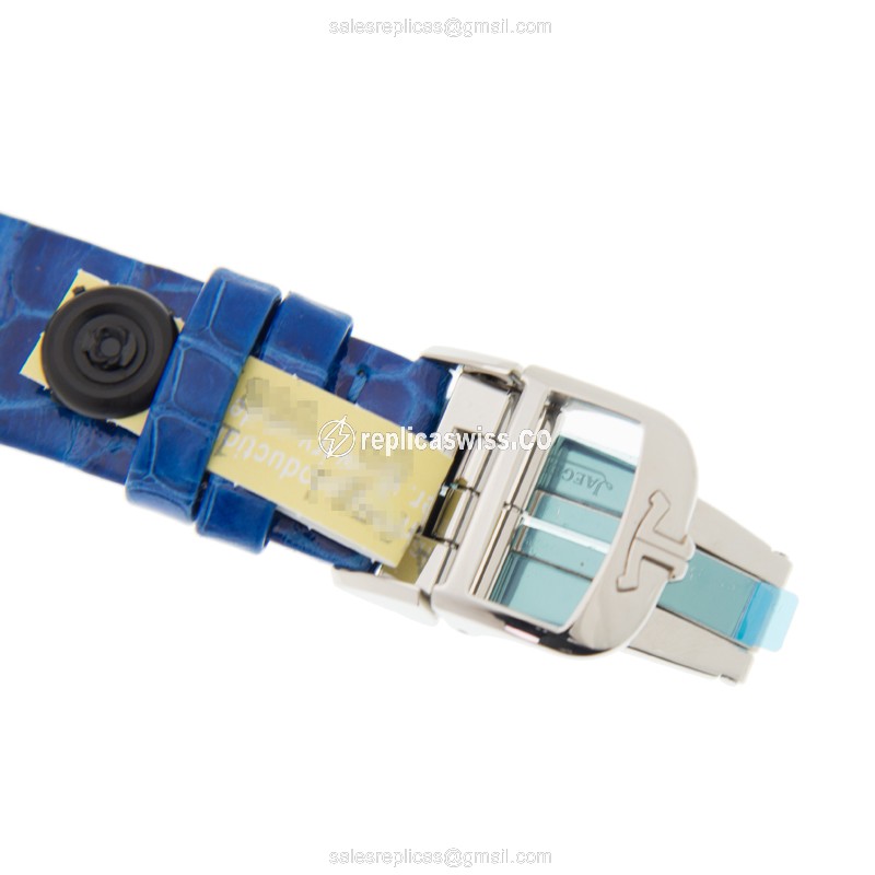 Jaeger-Lecoultre Q1258401 Replica - Ultra Thin - Automatic - Silver Dial - Blue Leather Strap - View 4
