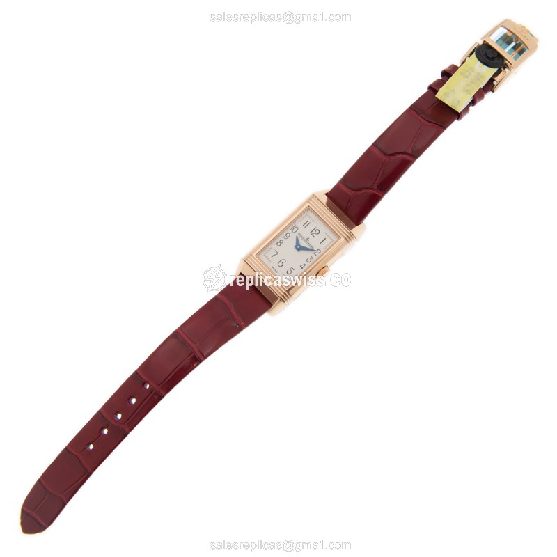 Jaeger-Lecoultre Q3352420 REVERSO - Manual - 18kt Rose Gold - White Dial - Red Alligator Strap - View 2