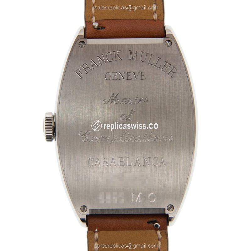 Franck Muller 6850 M C Casa Blanca AC Curvex - Automatic - White Dial - Steel Case - Brown Alligator Strap - View 3
