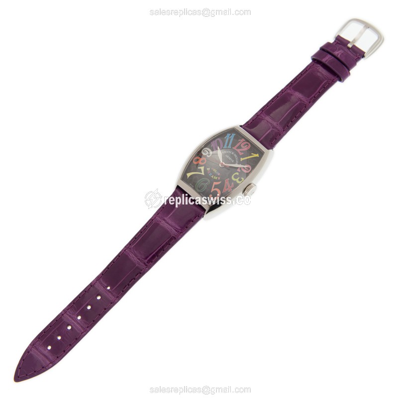 Franck Muller 5850 SC COL DRM AC - Automatic - Steel Case - Black Dial, Purple Alligator Strap - View 2