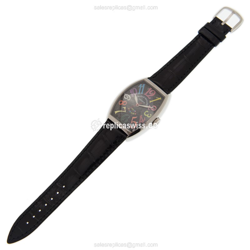 Franck Muller 7851 Replica - Automatic - Black Dial - Steel Case - Alligator Black Strap - View 2