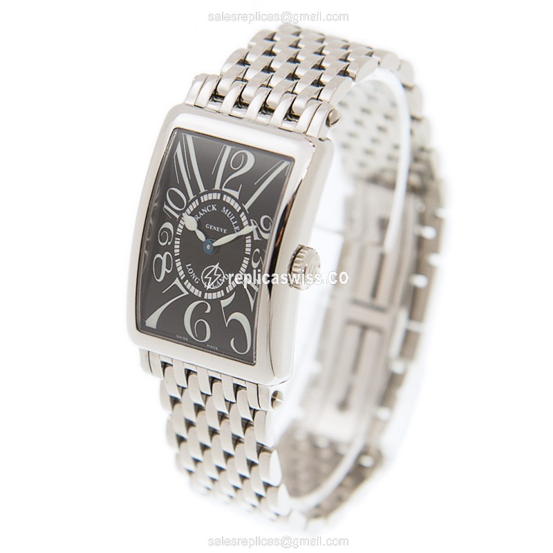 Franck Muller 902 QZ Replica - Quartz - Black Dial - Steel Case - Silver Strap - View 3