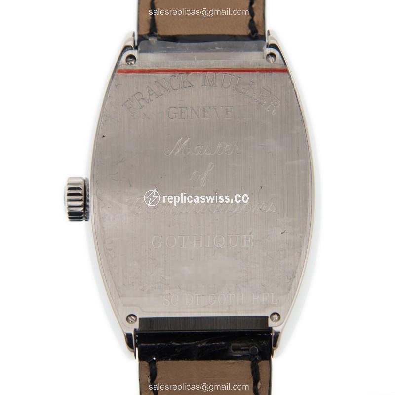 Franck Muller 7880 SC DT GOTH REL AC CINTREE CURVEX Auto Stainless Steel - White Dial, Black Alligator Buckle - View 3
