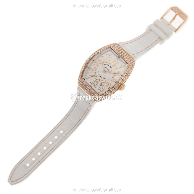 Franck Muller V 32 QZ D (5N.BC) VANGUARD Quartz 18kt Rose Gold & Diamonds - View 2