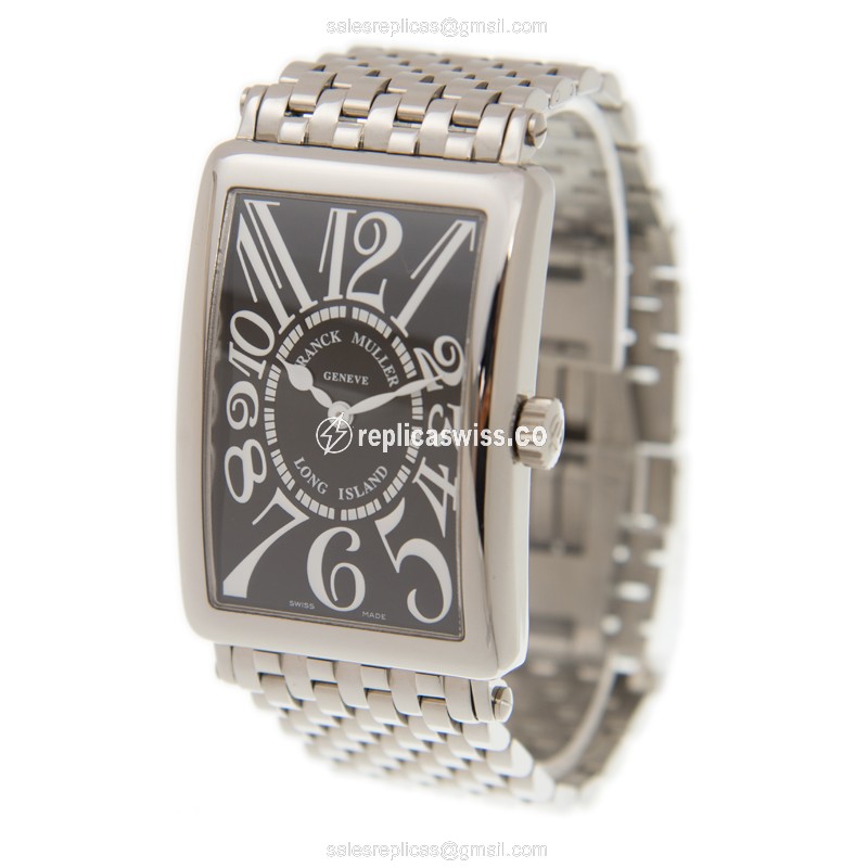 Franck Muller 1002 QZ Replica - Quartz - Black Dial - Silver Steel Strap - View 3