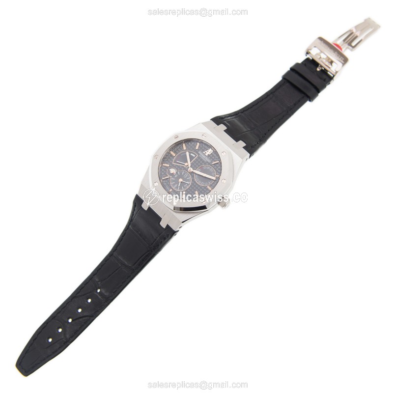 Audemars Piguet Royal Oak Replica - Automatic - 18kt Gold - Gray Dial - Black Alligator Strap - View 2