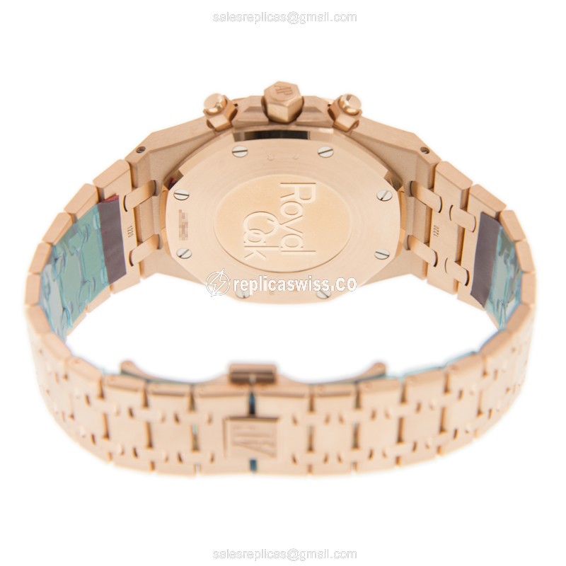 Audemars Piguet Royal Oak Replica - Automatic - 18kt Rose Gold - Blue Dial - Gold Strap - View 4