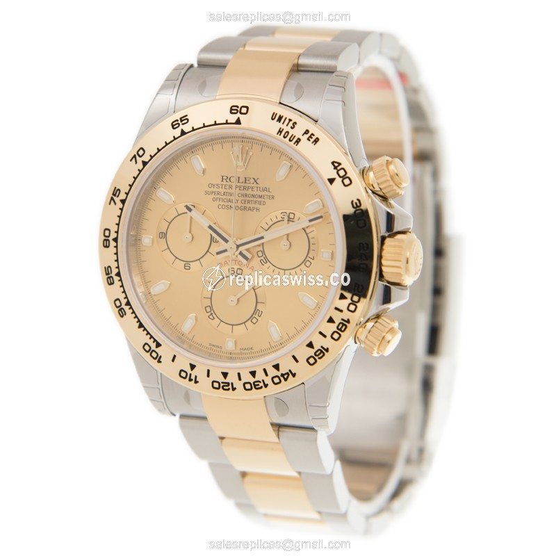 Rolex Daytona Replica - Automatic - Gold Case - Steel & Gold Strap - View 3