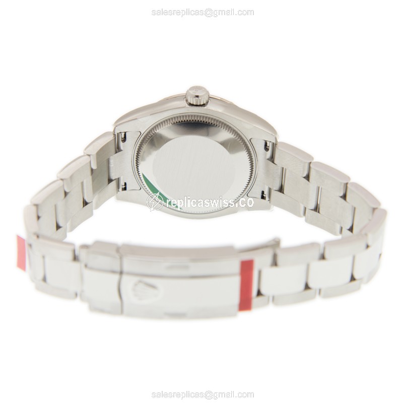 Rolex Datejust Replica - Automatic - White Gold & Steel - Black Dial, Silver Clasp - View 4