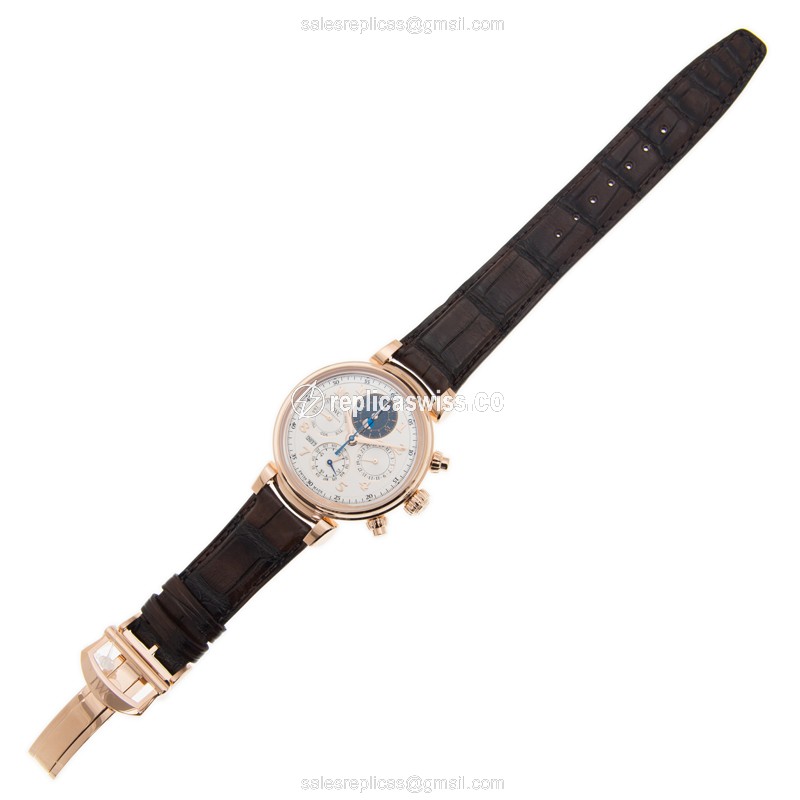 IWC DA VINCI Replica - Automatic 18kt Gold - White Dial - Brown Alligator Strap - View 2