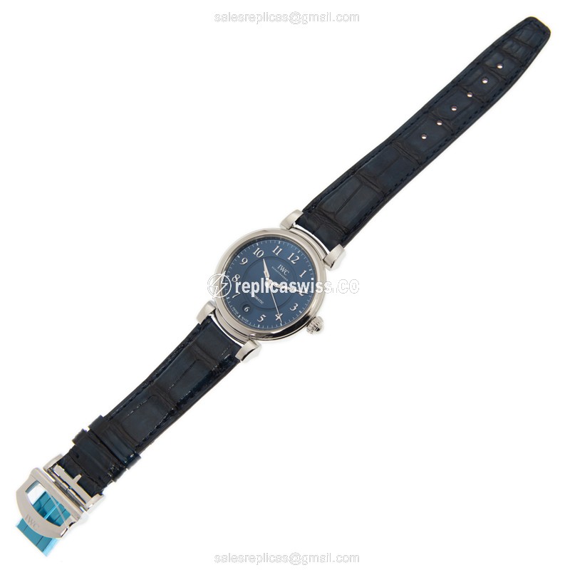 IWC DA VINCI Replica - Automatic - Blue Dial - Steel Case - Blue Alligator Strap - View 2