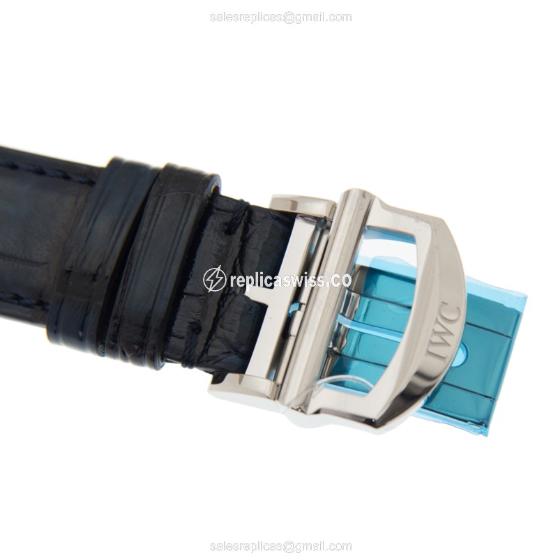 IWC DA VINCI Replica - Automatic - Blue Dial - Steel Case - Blue Alligator Strap - View 4