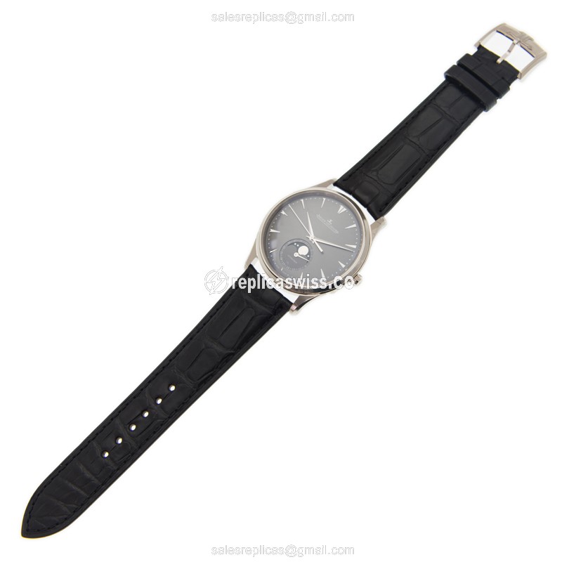 Jaeger-Lecoultre Q1363540 Replica - Ultra Thin - Automatic - 18kt Gold - Gray Dial - Black Alligator Strap - View 2