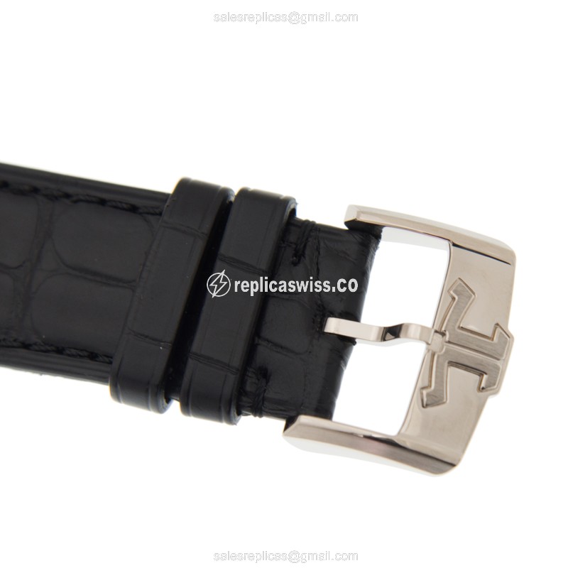 Jaeger-Lecoultre Q1363540 Replica - Ultra Thin - Automatic - 18kt Gold - Gray Dial - Black Alligator Strap - View 4